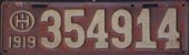 Nummernschilder / Kfz-Kennzeichen USA 1919 1910er Ohio OH