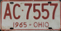 Nummernschilder / Kfz-Kennzeichen USA 1965 1960er Ohio OH