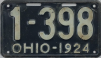 Nummernschilder / Kfz-Kennzeichen USA 1924 1920er Ohio OH